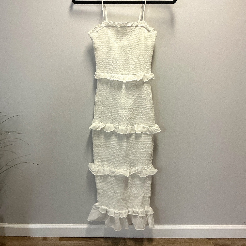Bebe White Tiered Dress